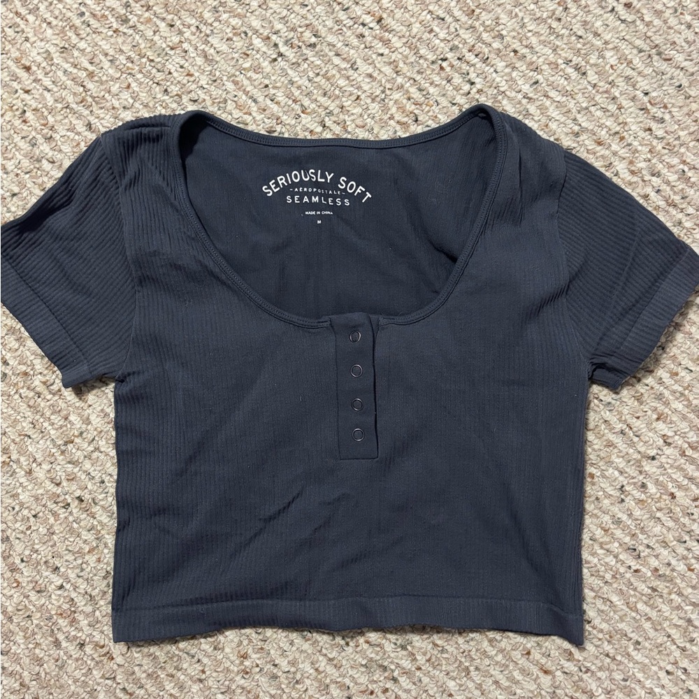 Aeropostale Dark Gray Ribbed Top